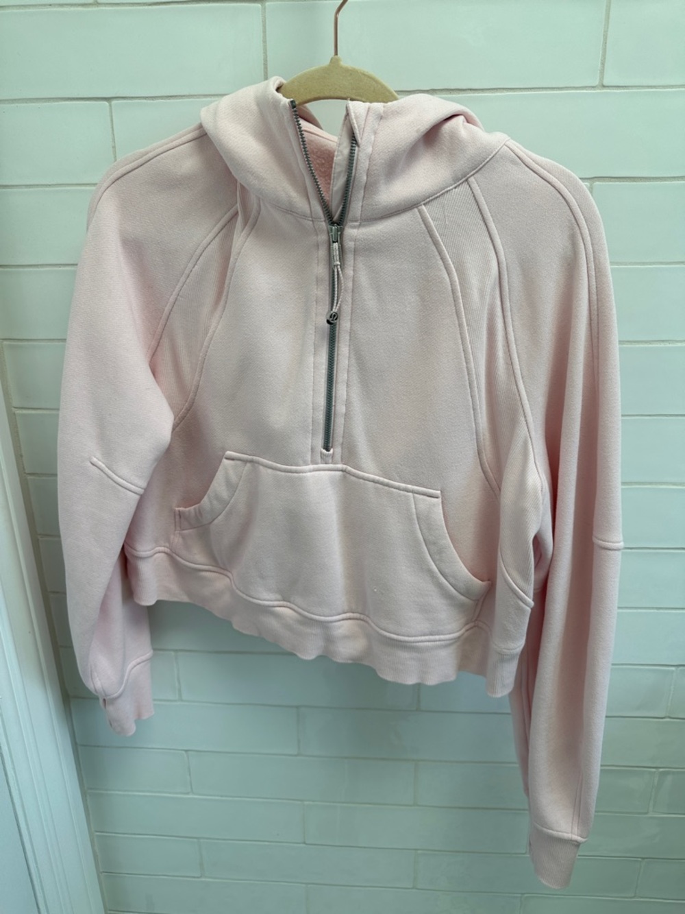 Lululemon Cropped Half-Zip Hoodie in Light Pink size XS/S